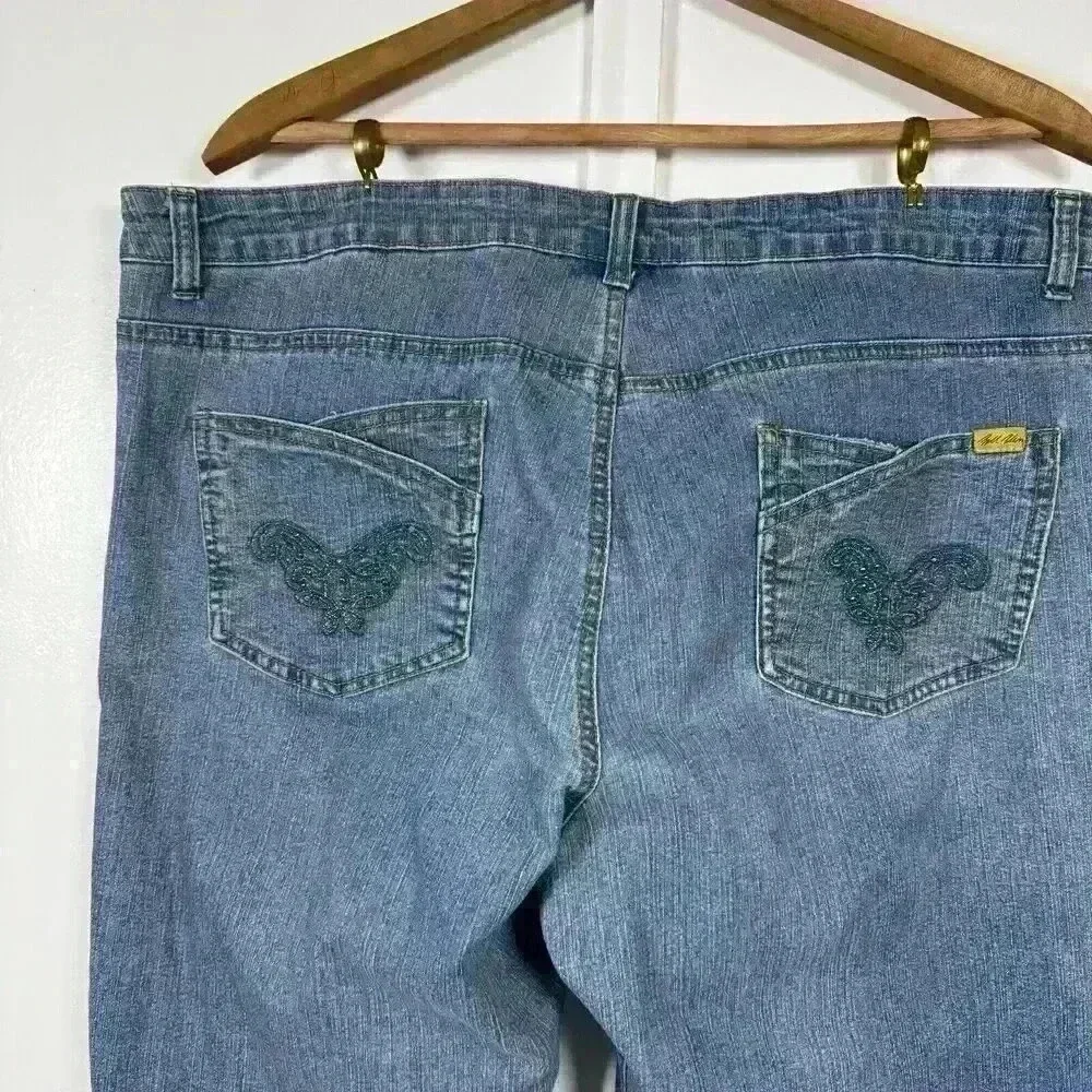 Bill Blass Jeans Blue Stretch Bootcut Womens Size 16 High Rise‎ Pants Butterfly